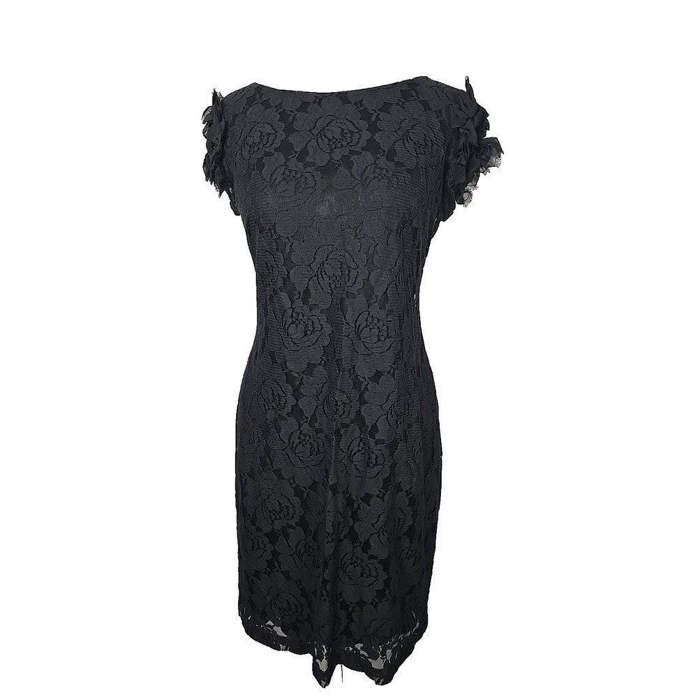 Jonathan Martin Black Lace Exposed Back Zipper Dress Size 12